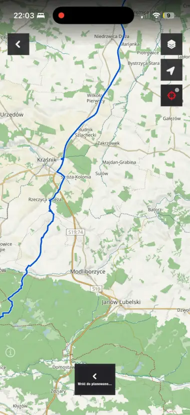 Trasa utworzona w planerze RUTT
