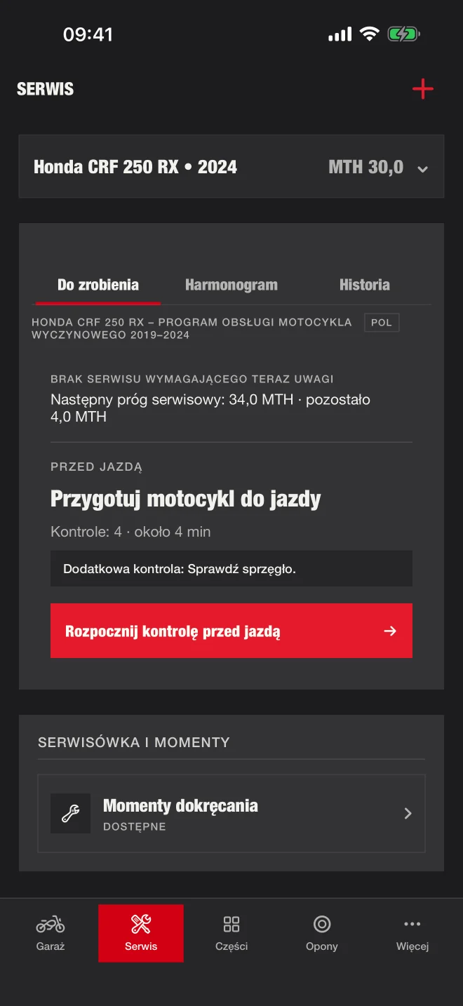 Kontrola przed jazdą w aplikacji RUTT